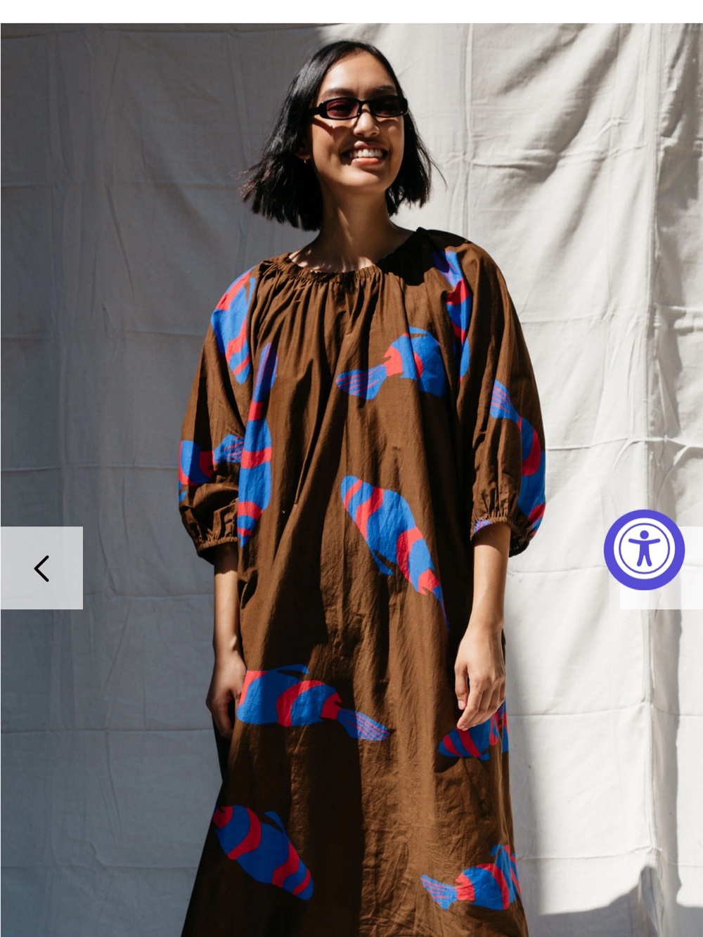 Nikki Chasin Chocolate Brown Ballad Fish Dress with Blue & Pink Fish Print M - Picture 4 of 4